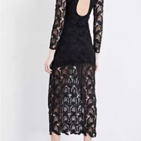 MAJE Rosane Guipure-Lace & Crepe Dress Open Back Black - Picture 6 of 7